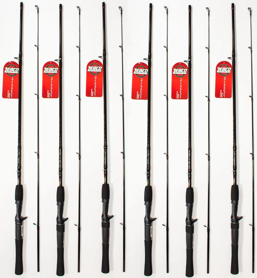 (LOT OF 6) ZEBCO ANNIHILATOR CANC602M 6' MEDIUM 2 PIECE CASTING ROD 21-33436 - Image 1 of 1