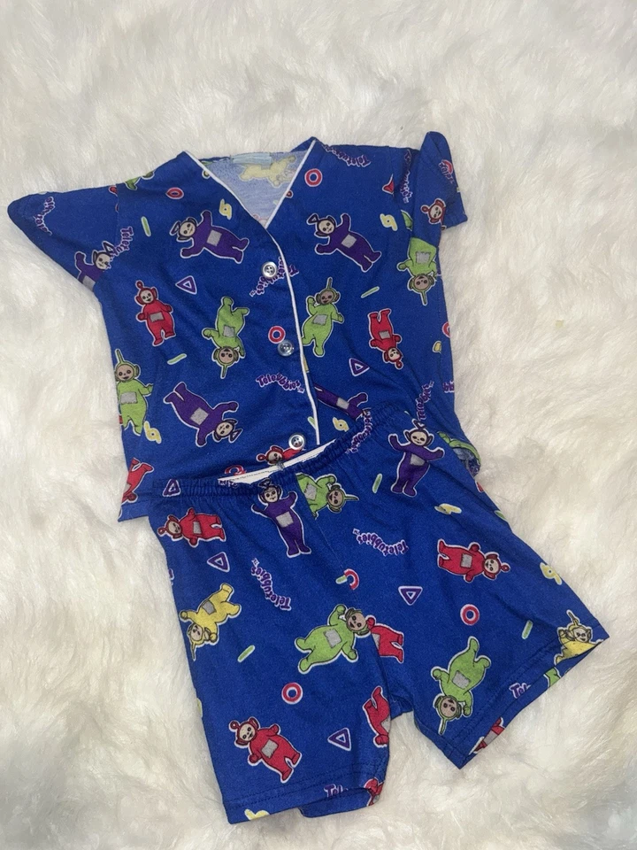 Conjunto de pijama Teletubbies vintage años 90 pantalones cortos, talla 4T funciona como (2/3t) Foto 1 de 1