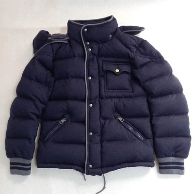MONCLER BRESLE Wool Puffer Jacket Navy Removable Hood - Image 1 of 4