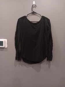Club Monaco Black Lace Silk Long Sleeve Top Size XS - Picture 1 of 8