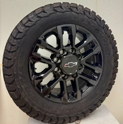 Set 4 OEM Chevy Silverado 2500 20" Black HD Wheels BFG A/T KO3 Tires New Takeoff Foto 1 de 4