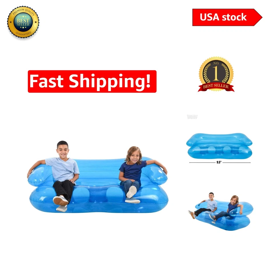 Large Inflatable Blue 3 Person Sofa Couch Inflate
