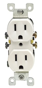 Leviton 05320-0WS 15A 125V 2 polos 3 cables dúplex salida blanca 4,2 Hx1,33 pulgadas - Imagen 1 de 1