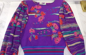 Vtg 80's Diane Freis For Marisa Christina Floral Wool Rayon Sweater M SEE PICS  - Picture 1 of 8