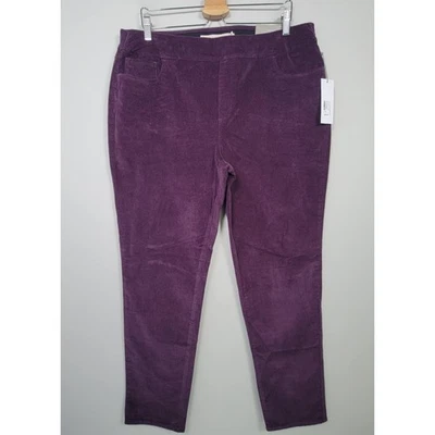 NWT Soft Surroundings Corduroy Pants Womens XL Pull On Straight Leg Purple - Image 1 of 4
