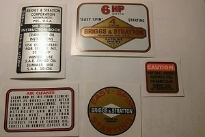 Briggs & Stratton Minibike label 6-hp old school 14 ci 1964-77 Tule Trooper set5 - Bild 1 von 1