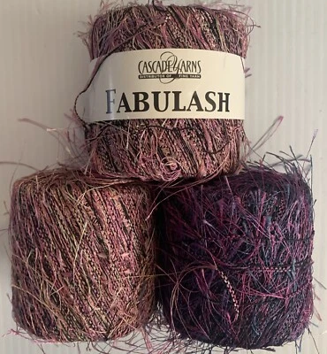Cascade Yarns Fabulash. Eyelash . 100 % Polyester .1 lot of 3 - Image 1 of 4