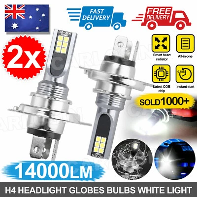 2x H4 LED Headlight Bulbs Kit Lamp Car 6500K Globes High Low Beam 14000LM White - image 1 of 4