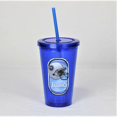 Tennessee Titans NFL Licensed 16oz Sip-N-Go w/ Lid and Straw Double Walled Cup Cover