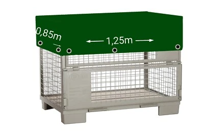 PLANEN ZENTRUM Abdeckhaube für Gitterbox mit Ösen aus UV beständiger LKW Plane in 900 gr/m²