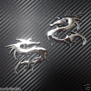 Juego de 2 pegatinas emblema coche dragón religioso lado derecho cromado maletero - Imagen 1 de 11