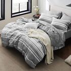 Bedsure Bed In A Bag King Size 7-Piece Khaki White Striped Bedding Comforter Set