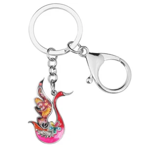 Enamel Alloy Crystal Cute Goose Swan Keychains Jewelry Bag Key Ring Charms Gifts - Picture 1 of 11