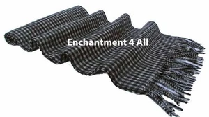 Klassischer 100 % 2-lagiger reines Kaschmir karierter Schal 70"x11" Herren Halsband schwarz/weiß - Bild 1 von 4