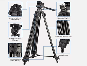 1890mm Weifeng Video Tripod WF-717 w/Fluid Pan Head Dual-Lock Quick Release Plat - Picture 1 of 11
