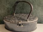 Vintage 1950s Lucite Gray Smoke Marbled Oval Box Purse NICE!