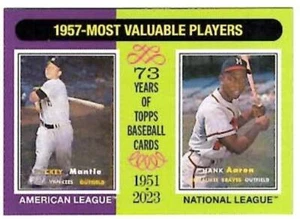 MANTLE & AARON ~ 2024 Topps Heritage 1957 MVP Card ~ FREE SHIPPING - Picture 1 of 1