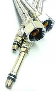 Monobloc Tap Tail Flexi Hose M8 X 1/2" Female End - For Sink/Basin (1 Pair) - Picture 1 of 8