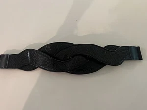 Vtg Another Line Snakeskin Stretch Belt Black Medium/Large Back Snap 51616 - Picture 1 of 10