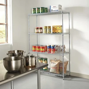Modular Wire Storage Shelf 900 x 450 x 1800mm Steel Shelving in Chrome - Picture 1 of 7