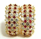 14k Yellow Gold Plated 3 Ct Round Cut Lab Created Red Ruby Huggie Hoop Earrings