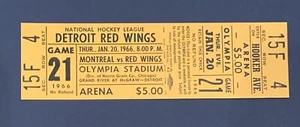 1966 Detroit Red Wings Montreal Canadians Ticket Full 1/20 Gordie Howe 2 Goals - Picture 1 of 3