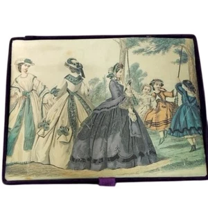 Hanes Hosiery Lingerie Handkerchief Silk Lined Velvet Box Godeys Vintage MCM - Picture 1 of 14