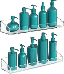 Acryl Badregale, Acrylregal transparent an der Wand montiert, 2er-Pack - Bild 1 von 12