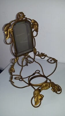 RARE ANCIEN SUPPORT DE BAGUIER BAGUES NIII EN BRONZE DORE VINTAGE MIROIR QUALITE - Photo 1/4