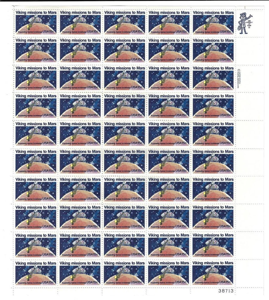 US SCOTT 1759 PANE OF 50 VIKING MISSION TO MARS STAMPS 15 CENT FACE MNH - Image 1 of 1