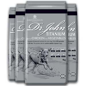 Dr John Titanium Dry Dog Food 4x4kg Chicken Active Working Adult & Junior Dogs - Picture 1 of 6
