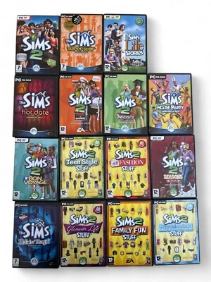Sims 2 PC CD-ROM & 14 Expansion Packs Bundle seasons fashion bon voyage magic - Image 1 of 4