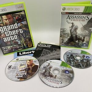 Grand Theft Auto IV (Microsoft Xbox 360, 2008) GTA 4, Assassin's Creed III