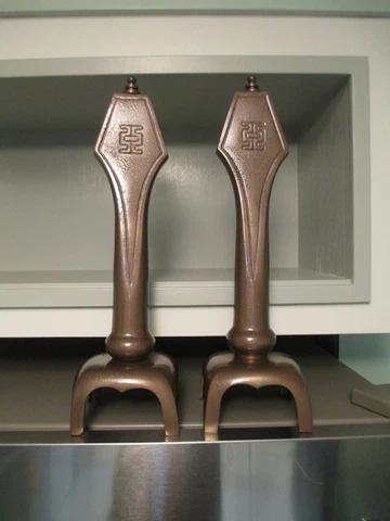 METAL ANDIRONS ART DECO SUNSET BRAND Cover