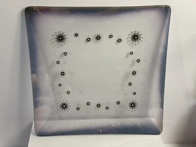 Glama Glass MCM Atomic Starburst Serving Platter Square 11”” - Image 1 of 4