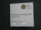 Royal Mint Proof Quarter Sovereign Certificates 2009 To 2017 - Choose Your Year 