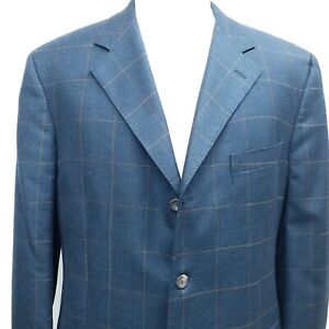 Loro Piana CASHMERE Cloud Silk 600 Blue Glen Plaid Jacket Sport Coat Blazer 46R