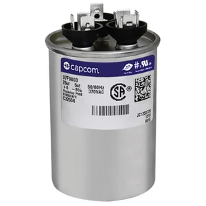 GE Genteq Repuesto 25/5 uf 370 VAC Redondo Doble Condensador 97F9803 Z97F9803 - Imagen 1 de 3