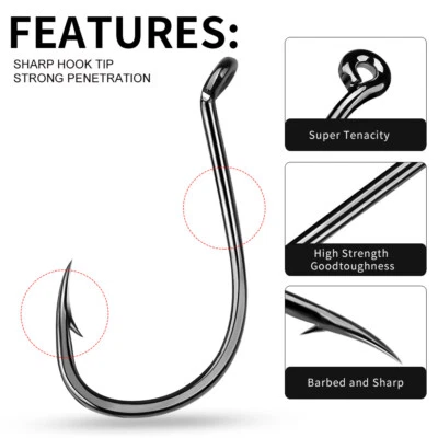 20/40/100pcs Octopus Fishing Hooks 1/0-5/0 Ultra Sharp Carbon Steel Octopus Offs - Image 1 of 4