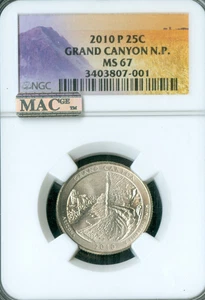 2010 P GRAND CANYON QUARTER NGC MS67 PQ  BUSINESS STRIKE & MAC SPOTLESS . - Picture 1 of 2