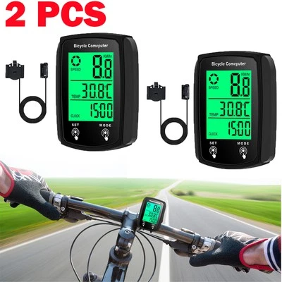 2 PIEZAS LCD Digital Bicicleta Computadora Bicicleta Retroiluminación Velocímetro Odómetro Impermeable Foto 1 de 4