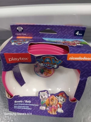 Juego de 3 cuencos Kids Paw Patrol rosa base antideslizante resistente a roturas y roturas Foto 1 de 3