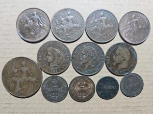 Lot 12 Monnaies 1-2-5-10 Centimes France Dupuis Napoléon 3 Dupré Ceres  - Picture 1 of 8
