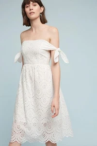 Anthropologie HD in Paris Concerta schulterfreies Kleid Gr. M weiß neu 148 $ Etikett - Bild 1 von 9