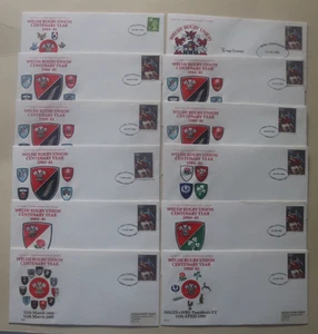 Twelve Welsh Rugby Union Centenary Year 1980-1981 First Day Covers No 1-8 + - Picture 1 of 7