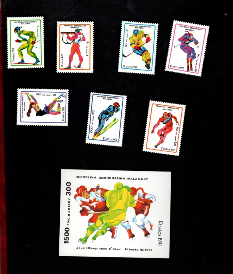 Hoja de recuerdo Madagascar sc#1037-43 #1044 (1991) completa MNH Foto 1 de 1