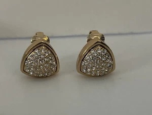 Vintage Christian Dior Ohrclips goldfarben Strass dreieckig (S625) - Bild 1 von 4