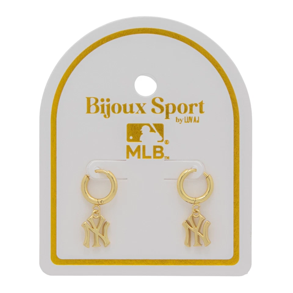 Pendientes Huggie Bijoux Sport por Luv Aj MLB New York Yankees Chapados en Oro Logo Foto 1 de 1