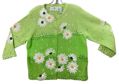 Vintage Design Options By Philip & Jane Gordon Sweater Daisies 3D Large -Rare - Image 1 of 4