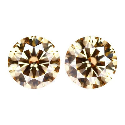 1.83 Ct   [2Pcs Pair]  Brilliant Round Cut 6.5 MM Golden Yellow Moissanite - Image 1 of 4